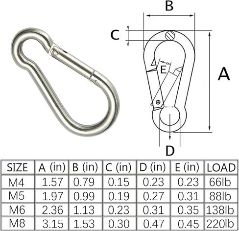 خطاف غلق ربيعي من MFOREVER 304 من الفولاذ المقاوم للصدأ حلقة تسلق التخييم والمشي لمسافات طويلة والسفر صيد الأسماك، حلقات معدنية صغيرة لسرج سلسلة الكلاب (4 سم - 15 قطعة) in Kuwait
