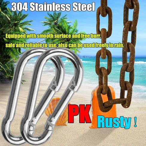 خطاف غلق ربيعي من MFOREVER 304 من الفولاذ المقاوم للصدأ حلقة تسلق التخييم والمشي لمسافات طويلة والسفر صيد الأسماك، حلقات معدنية صغيرة لسرج سلسلة الكلاب (4 سم - 15 قطعة) in Kuwait