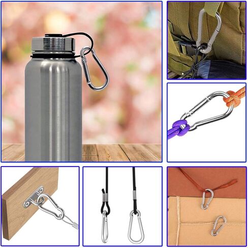 خطاف غلق ربيعي من MFOREVER 304 من الفولاذ المقاوم للصدأ حلقة تسلق التخييم والمشي لمسافات طويلة والسفر صيد الأسماك، حلقات معدنية صغيرة لسرج سلسلة الكلاب (4 سم - 15 قطعة) in Kuwait