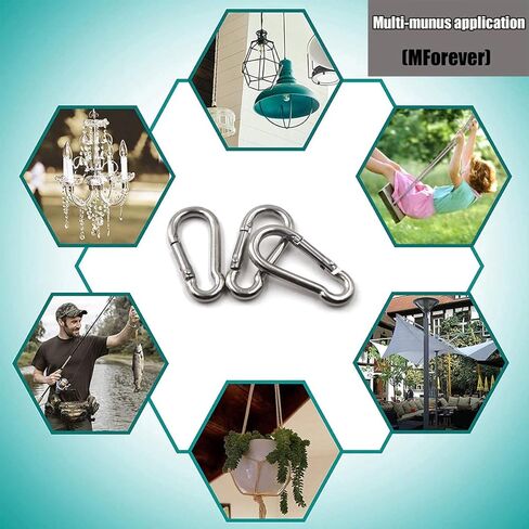 خطاف غلق ربيعي من MFOREVER 304 من الفولاذ المقاوم للصدأ حلقة تسلق التخييم والمشي لمسافات طويلة والسفر صيد الأسماك، حلقات معدنية صغيرة لسرج سلسلة الكلاب (4 سم - 15 قطعة) in Kuwait