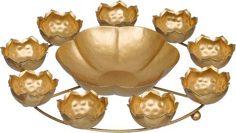 Diya Shape Decorative Urli Bowl for Home Metal Handcrafted for Floating Flowers and Tea Light Candles Home ,Office and Table Decor| Diwali Decoration Items ( 14 Inches), Gold in Kuwait