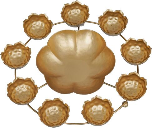 Diya Shape Decorative Urli Bowl for Home Metal Handcrafted for Floating Flowers and Tea Light Candles Home ,Office and Table Decor| Diwali Decoration Items ( 14 Inches), Gold in Kuwait