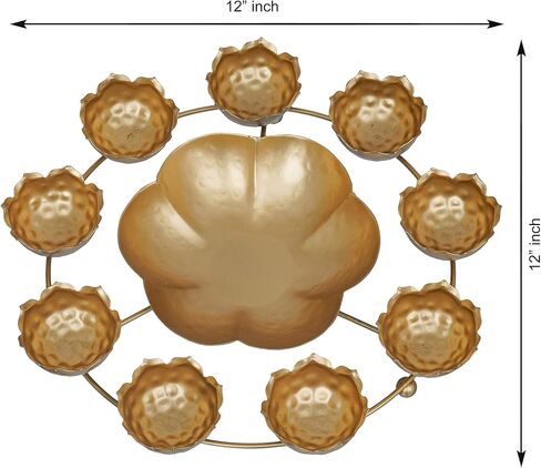 Diya Shape Decorative Urli Bowl for Home Metal Handcrafted for Floating Flowers and Tea Light Candles Home ,Office and Table Decor| Diwali Decoration Items ( 14 Inches), Gold in Kuwait