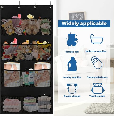 Over the Door Stuffed Animal Net, Stuff Animal Storage Ideas Hanging Stuffed Animal Storage Toys Hammock for Stuffed Animals, Kids Room Organizers and Storage for Plush Toys, Baby Supplies in Saudi Arabia