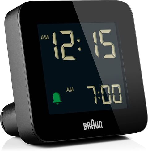 Braun Digital Alarm Clock with Snooze, Negative LCD Display, Quick Set, Crescendo beep Alarm in Black, Model BC09B in Kuwait
