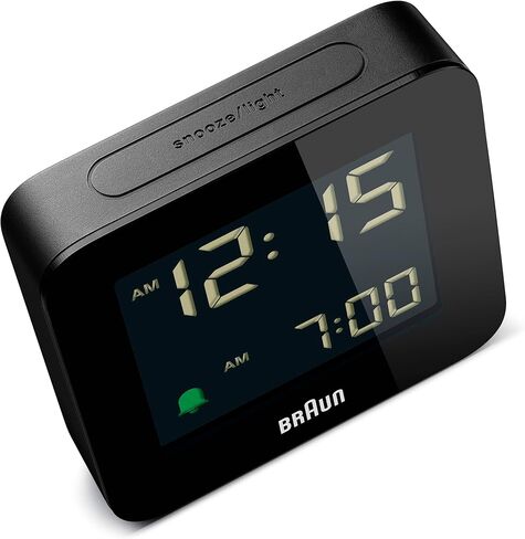 Braun Digital Alarm Clock with Snooze, Negative LCD Display, Quick Set, Crescendo beep Alarm in Black, Model BC09B in Kuwait