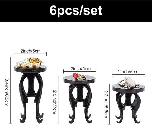 DELORIGIN 3pcs Black Acrylic Display Riser Stool Shape Jewelry Display Stand Watch Display Pedestal Riser Racks fot Jewelry Organizer Earrings Rings Necklaces Bracelets Storage Collectibles in Saudi Arabia