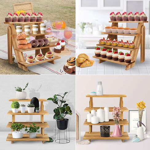 حامل كب كيك خشبي بتصميم ريفي من مافورف، مناسب لعدد 24 كب كيك in Kuwait