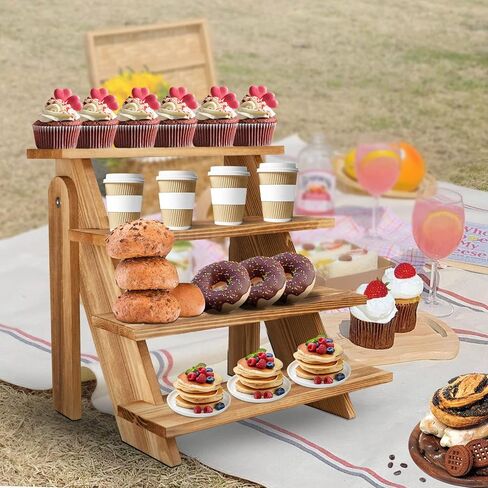 حامل كب كيك خشبي بتصميم ريفي من مافورف، مناسب لعدد 24 كب كيك in Kuwait