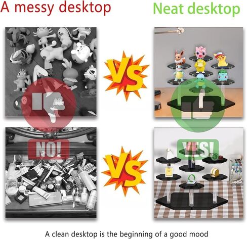 حامل عرض أكريليك مكون من قطعتين من TOUNALKER للأشكال، رف عرض أكريليك شفاف مكون من 7 طبقات، حامل منظم للمقتنيات لعرض شخصيات العمل السداسي لبائع مستحضرات التجميل (أسود) in Kuwait