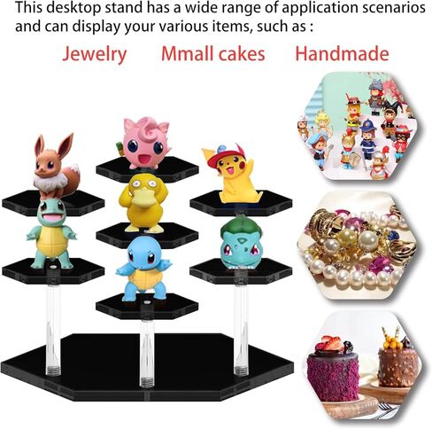 حامل عرض أكريليك مكون من قطعتين من TOUNALKER للأشكال، رف عرض أكريليك شفاف مكون من 7 طبقات، حامل منظم للمقتنيات لعرض شخصيات العمل السداسي لبائع مستحضرات التجميل (أسود) in Kuwait