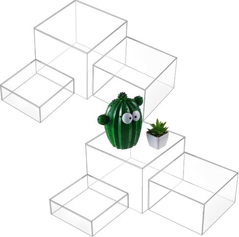6 Pcs 3 Sizes Acrylic Display Riser Boxes,5 Sided with Hollow Bottoms Transparent Acrylic Cube Display Nesting Risers, Clear Display Stands for Jewelry Dessert Cupcake Food in Saudi Arabia