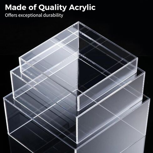 6 Pcs 3 Sizes Acrylic Display Riser Boxes,5 Sided with Hollow Bottoms Transparent Acrylic Cube Display Nesting Risers, Clear Display Stands for Jewelry Dessert Cupcake Food in Saudi Arabia