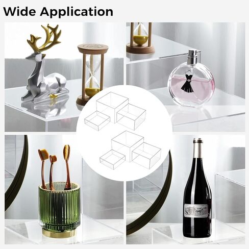 6 Pcs 3 Sizes Acrylic Display Riser Boxes,5 Sided with Hollow Bottoms Transparent Acrylic Cube Display Nesting Risers, Clear Display Stands for Jewelry Dessert Cupcake Food in Saudi Arabia