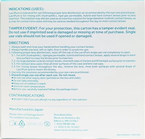 Menicon LacriPure Saline 98 Vials, Menicon Unique pH Multi-Purpose Solution 4 Oz and DMV Scleral Cup Large Contact Lens Remover, Bundle of 3 Items in Kuwait