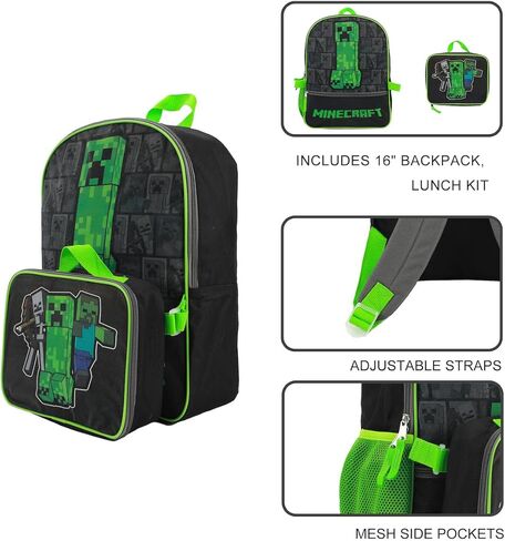 Minecraft Backpack with Lunch Box for boys in Saudi Arabia