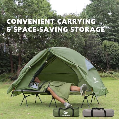 Arctic Lemmings 4-in-1 Camping Cot Tent, Foldable Elevated Tent Set for 1 Person to Use, Portable Tent for Outdoor Hiking, Camping in Kuwait