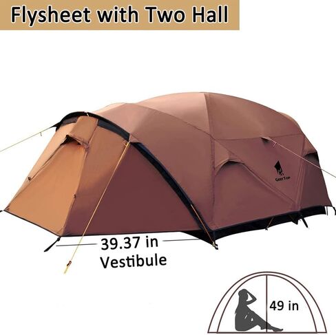 جيرتوب خيمة تخييم عائلية مزدوجة الطبقات تتسع لـ4 اشخاص، خيمة قبة كبيرة للتخييم في الهواء الطلق ومعدات النجاة والسفر in Kuwait