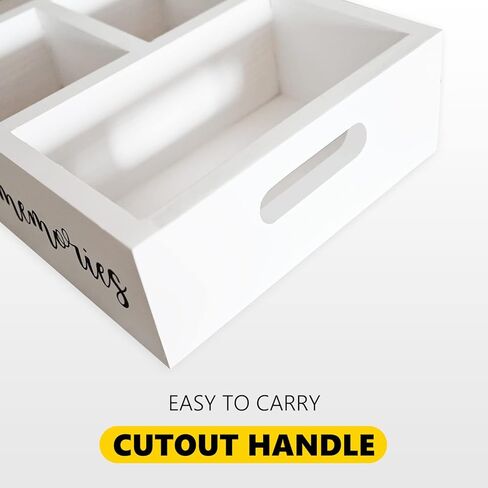 علبة S'Mores، حامل بار Farmhouse S'More مع مقبض مقصوص، محطة سمورز خشبية، منظم إكسسوارات سمورز، صندوق حاوية لوازم سمورز، صينية تقديم سمورز (أبيض كبير) in Kuwait