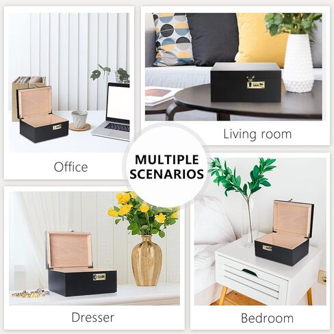 صندوق تخزين خشبي كبير من سيف ديلوكس مع قفل مجموعة - صندوق تخزين خشبي مع غطاء مفصلي صندوق خشبي مزخرف تذكاري غير لامع in Kuwait