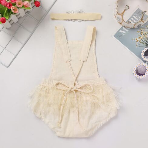 Newborn Baby 1st Birthday Outfit Boho Lace Romper Bodysuit Tutu Dress Shiny ONE Sash Headband Photo Shoot Clothes in Saudi Arabia