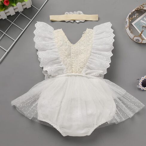 Newborn Baby 1st Birthday Outfit Boho Lace Romper Bodysuit Tutu Dress Shiny ONE Sash Headband Photo Shoot Clothes in Saudi Arabia