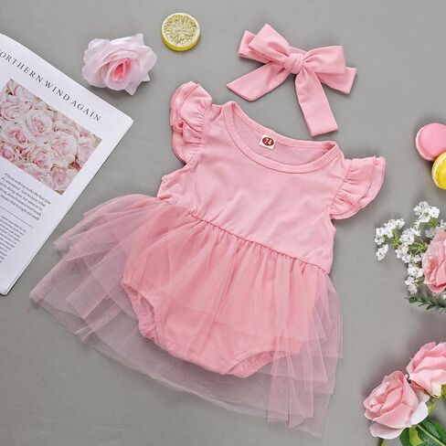 فستان توتو للفتيات الصغيرات من Bskifnn مع عصابة رأس فستان أطفال بأكمام مكشكشة للعطلات وحفلات الزفاف وأعياد الميلاد ورأس السنة الجديدة in Kuwait