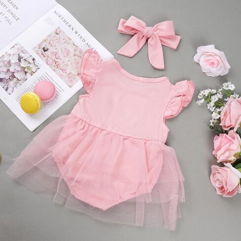 فستان توتو للفتيات الصغيرات من Bskifnn مع عصابة رأس فستان أطفال بأكمام مكشكشة للعطلات وحفلات الزفاف وأعياد الميلاد ورأس السنة الجديدة in Kuwait