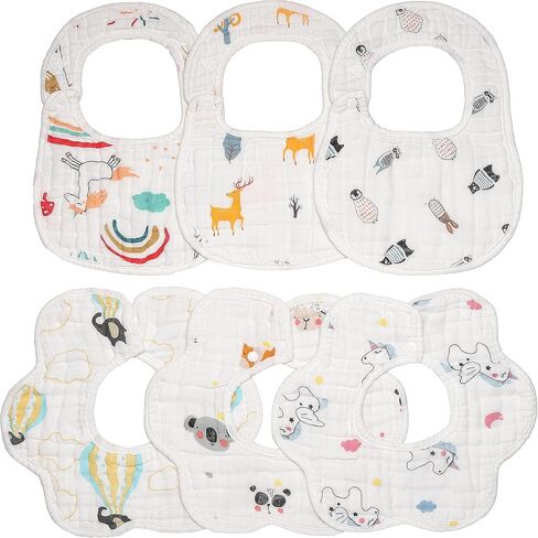 Baby Bibs ,Boy/Girl Saliva Bib,Fashion Cotton Bib,Absorbent Bib, Can Effectively Protect Baby's Delicate Skin (6pcs) in Kuwait
