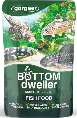 Gargeer 3oz Bottom Dweller Fish Food for Advanced Breeders. Complete Bottom Dweller Gel Diet for Both Juveniles & Adults. Made in The USA Using Premium Ingredients, Ocean Nutrition Gourmet Formula in Saudi Arabia