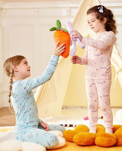 Bamboo Baby Boys Girls Pajama Sets 2-8Y Toddler Kids Softness Two Piece Long-Sleeve Snug fit Sleepwear Pjs Blue Bunny in Kuwait