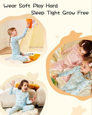 Bamboo Baby Boys Girls Pajama Sets 2-8Y Toddler Kids Softness Two Piece Long-Sleeve Snug fit Sleepwear Pjs Blue Bunny in Kuwait
