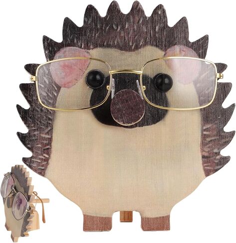 Wooden Hedgehog Eyeglass Holder Display Stand Creative Cute Animal Glasses Holder Handmade Creative Sunglasses Display for Desktop Accessory, Home Office Decor, Birthday and Christmas Gift (Hedgehog) in Kuwait