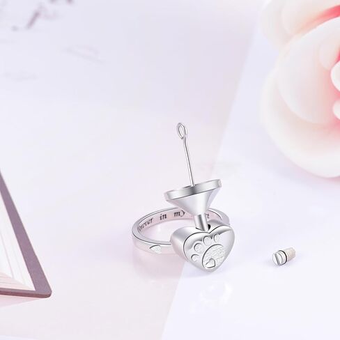 IOHUPCI خاتم الحرق للرماد 925 فضة ديزي جرة خاتم تذكار عقد محبوب الحيوانات الأليفة الكلب القط رماد in Kuwait