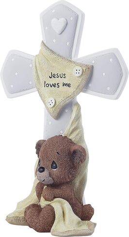 Precious Moments 203104 Jesus Loves Me Bear Resin Cross, Multicolor 1.58" x 4.25" in Saudi Arabia