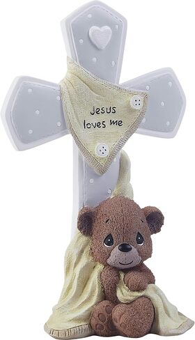 Precious Moments 203104 Jesus Loves Me Bear Resin Cross, Multicolor 1.58" x 4.25" in Saudi Arabia