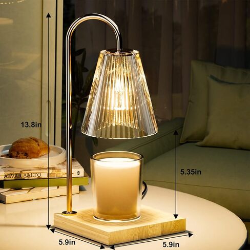 SESIIduo Candle Warmer Lamp, Timer & Dimmable for Jar Candles, Melter Electric Scented Candle Electric Melter Light with 2 Bulbs, Home Decor and Gift for Mother, Her, Wedding-Glass Wood in Kuwait