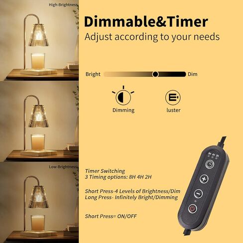 SESIIduo Candle Warmer Lamp, Timer & Dimmable for Jar Candles, Melter Electric Scented Candle Electric Melter Light with 2 Bulbs, Home Decor and Gift for Mother, Her, Wedding-Glass Wood in Kuwait