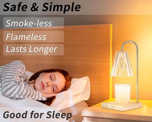 SESIIduo Candle Warmer Lamp, Timer & Dimmable for Jar Candles, Melter Electric Scented Candle Electric Melter Light with 2 Bulbs, Home Decor and Gift for Mother, Her, Wedding-Glass Wood in Kuwait