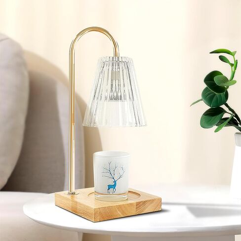 SESIIduo Candle Warmer Lamp, Timer & Dimmable for Jar Candles, Melter Electric Scented Candle Electric Melter Light with 2 Bulbs, Home Decor and Gift for Mother, Her, Wedding-Glass Wood in Kuwait