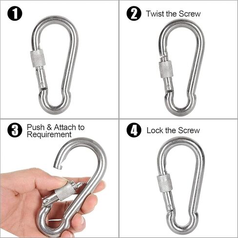 ALINNA 5 قطع 304 الفولاذ المقاوم للصدأ شديد التحمل حلقة معدنية خطافية بإبزيم زنبركي (M6) in Kuwait