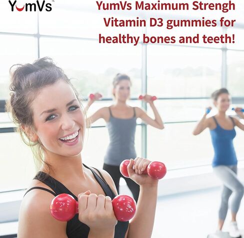 YUM-V'S Vitamin D D3 10000 iu Gummies من YumVs | القوة القصوى للبالغين | 250 ميكروجرام - 5000 وحدة دولية فيتامين د لكل علكة | نكهة التوت الطبيعية - عدد 120 in Kuwait