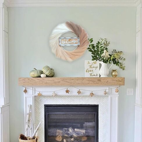 Bibelot Pampas Grass Wreath, 24’’ Artificial Pampas Wreath with Hello Sign, Pampas Farmhouse Wreath for Front Door Decor in Saudi Arabia