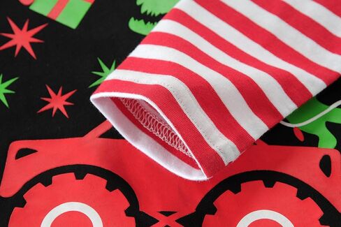 Boys Christmas Tees Girls Dinosaur Tops Stripe Long Sleeve Shirt Kids Truck T-Shirt for Toddler Xmas Gifts 3-9 Years in Saudi Arabia