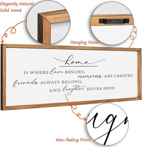 Heiple Home Is Where Love Resides لافتة حائط لديكور المنزل في المزرعة وغرفة النوم وغرفة المعيشة وديكور جداري لغرفة المعيشة الريفية (بني، 18 × 40) in Kuwait