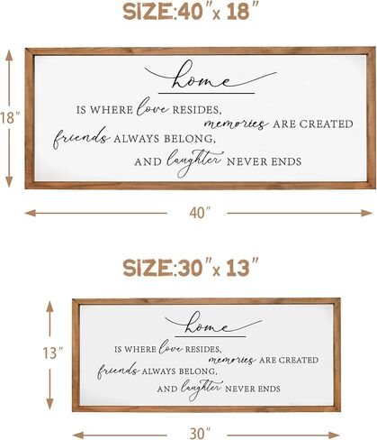 Heiple Home Is Where Love Resides لافتة حائط لديكور المنزل في المزرعة وغرفة النوم وغرفة المعيشة وديكور جداري لغرفة المعيشة الريفية (بني، 18 × 40) in Kuwait