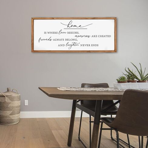 Heiple Home Is Where Love Resides لافتة حائط لديكور المنزل في المزرعة وغرفة النوم وغرفة المعيشة وديكور جداري لغرفة المعيشة الريفية (بني، 18 × 40) in Kuwait