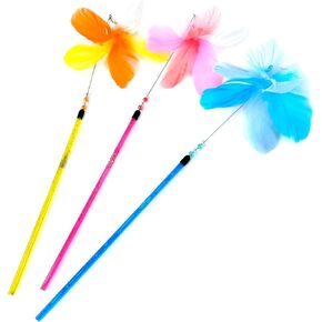 CHIWAVA 25" Colorful Feather Cat Teaser Wand with Bell Kitten Interactive Toys in Kuwait