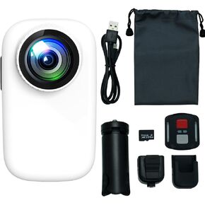 4K Tiny Action Camera, 30FPS Video & 20MP Photo,WiFi, Touchscreen, Portable and Versatile, Mount Anywhere, Stabilization, Mini Action Camera for Vlog, Webcam, Travel, Sports (White) in Kuwait