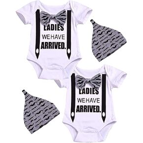 Newborn Boy Matching Outfit Twins Bodysuit Ladies We Have Arrived Romper